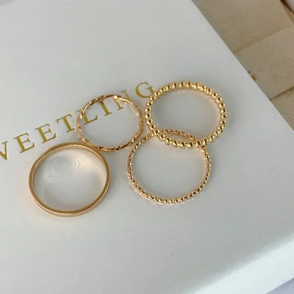 4pcs Gold Stacking Rings - Picture 2 of 9